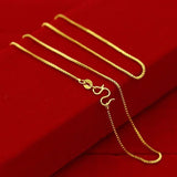24K Box Chain Necklace For Women 18inch Jewelry Hook