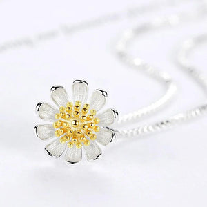 925 Silver Daisy Flower Necklace Jewelry