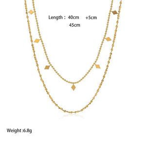 Stylish Tassel Sequin Double Layered Titanium Steel Necklace