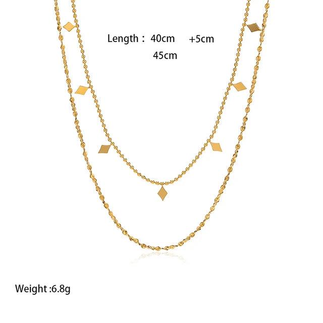 Stylish Tassel Sequin Double Layered Titanium Steel Necklace