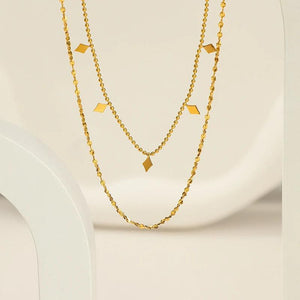 Stylish Tassel Sequin Double Layered Titanium Steel Necklace