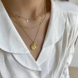 Stylish Tassel Sequin Double Layered Titanium Steel Necklace