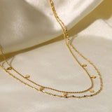 Stylish Tassel Sequin Double Layered Titanium Steel Necklace