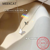 Sterling Silver Butterfly CZ Clavicle Chain Necklace
