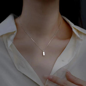 925 Silver Square Geometric Collarbone Necklace Gift for Girlfriend