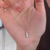 925 Silver Square Geometric Collarbone Necklace Gift for Girlfriend