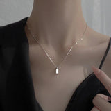 925 Silver Square Geometric Collarbone Necklace Gift for Girlfriend