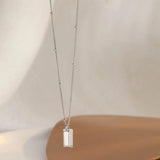 925 Silver Square Geometric Collarbone Necklace Gift for Girlfriend