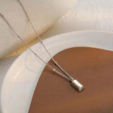 925 Silver Square Geometric Collarbone Necklace Gift for Girlfriend