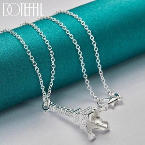 925 Silver Eiffel Tower Pendant Necklace Paris Jewelry