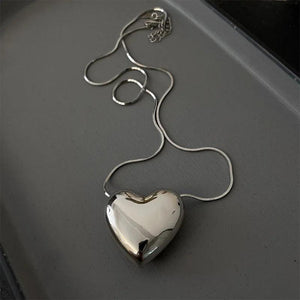 925 Silver Necklace Vintage Love Heart Pendant Party Jewelry