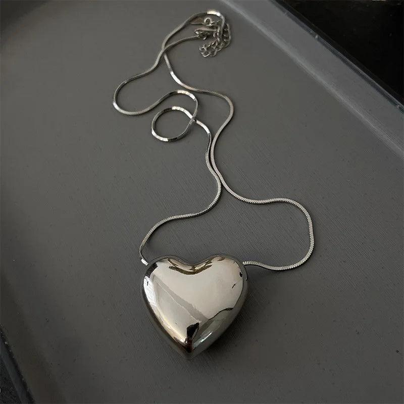 925 Silver Necklace Vintage Love Heart Pendant Party Jewelry