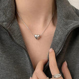 925 Silver Necklace Vintage Love Heart Pendant Party Jewelry