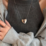 925 Silver Necklace Vintage Love Heart Pendant Party Jewelry