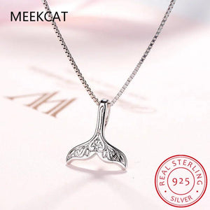 925 Sterling Silver Whale Dolphin Mermaid Tail Necklace Choker