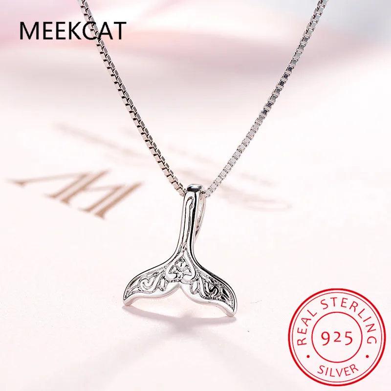 925 Sterling Silver Whale Dolphin Mermaid Tail Necklace Choker