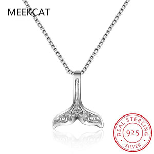 925 Sterling Silver Whale Dolphin Mermaid Tail Necklace Choker