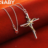 925 Silver Cross Pendant Necklace For Men Women 18-30 Inch Chain