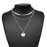 925 Silver 3-Layer Necklace with Snake Chain Ball Pendant for Women