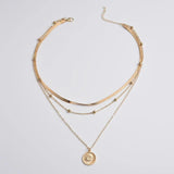 925 Silver 3-Layer Necklace with Snake Chain Ball Pendant for Women