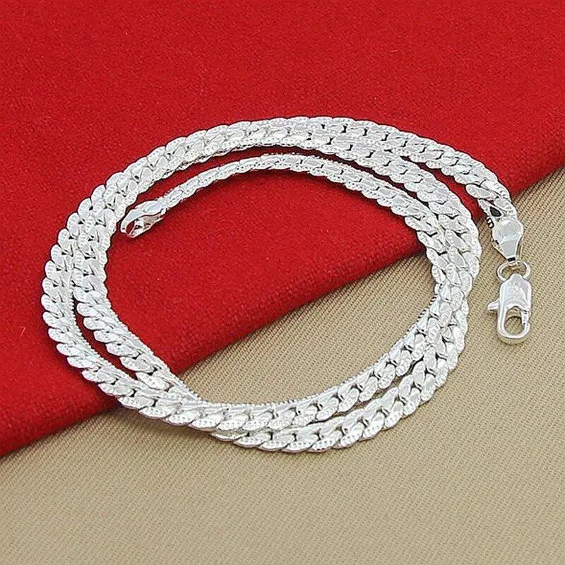 Modern Edge 925 Silver 6mm Full Sideways Necklace Chain Men's Jewelry