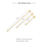 3Pcs 9/6.5/4.5mm Ext Chain Necklace 925 Sterling Silver Organizer Collares