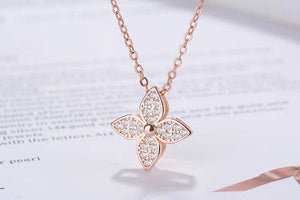 Glitter 4-Leaf Clover Sterling Silver Necklace Pendant for Women