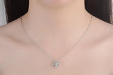 Glitter 4-Leaf Clover Sterling Silver Necklace Pendant for Women