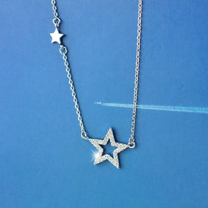 925 Silver Star Zircon Necklace Pendant