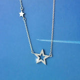 925 Silver Star Zircon Necklace Pendant