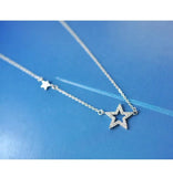 925 Silver Star Zircon Necklace Pendant