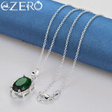 925 Silver Emerald Zircon Pendant Necklace Wedding Party Jewelry