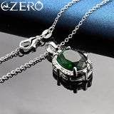 925 Silver Emerald Zircon Pendant Necklace Wedding Party Jewelry