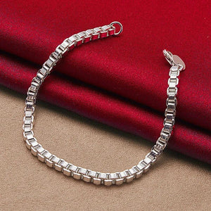 925 Sterling Silver 4mm Box Chain Bracelet Wedding Party
