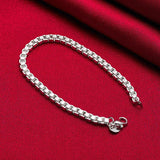 925 Sterling Silver 4mm Box Chain Bracelet Wedding Party