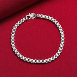 925 Sterling Silver 4mm Box Chain Bracelet Wedding Party