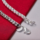 925 Sterling Silver 4mm Box Chain Bracelet Wedding Party