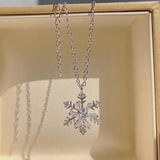 925 Silver Snowflake Flower Necklace for Women S925 Silver Needle AAA Zircon