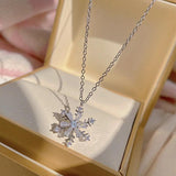 925 Silver Snowflake Flower Necklace for Women S925 Silver Needle AAA Zircon