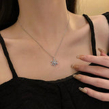 925 Silver Snowflake Flower Necklace for Women S925 Silver Needle AAA Zircon