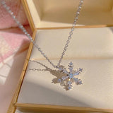925 Silver Snowflake Flower Necklace for Women S925 Silver Needle AAA Zircon