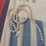 925 Sterling Silver 6mm Smooth Beads Ball Chain Necklace For Women