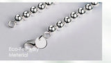 925 Sterling Silver 6mm Smooth Beads Ball Chain Necklace For Women