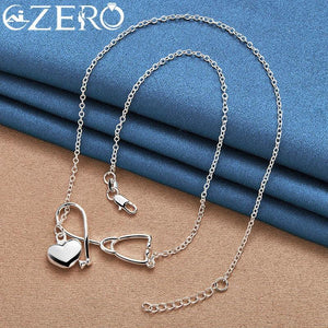 925 Silver Chain Stethoscope/Heart Pendant Necklace 18-Inch for Wedding Party