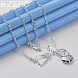 925 Silver Chain Stethoscope/Heart Pendant Necklace 18-Inch for Wedding Party