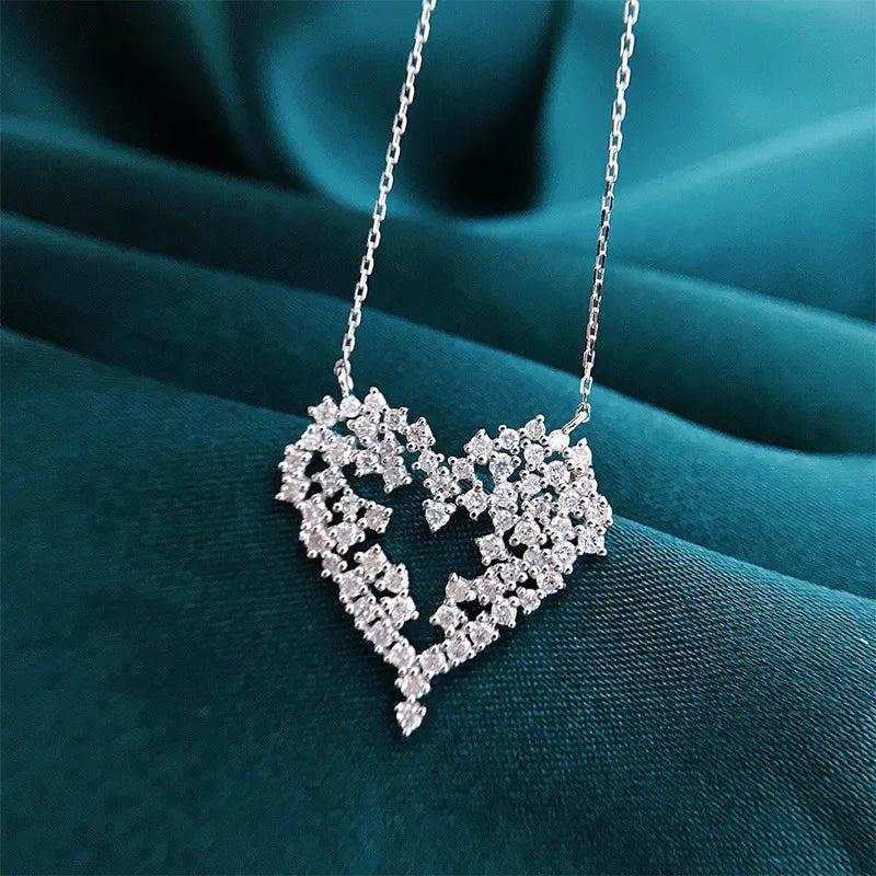 Micro Pave Zircon Heart Necklace for Women