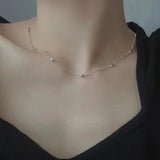 925 Silver Choker Glam Collarbone Chain Birthday Party Gift
