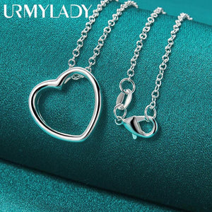 925 Silver Heart Pendant Necklace For Women Wedding Party Gift
