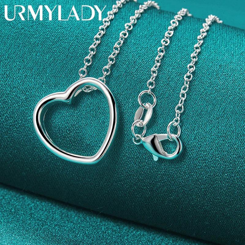 925 Silver Heart Pendant Necklace For Women Wedding Party Gift