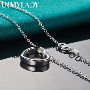 925 Silver Heart Pendant Necklace For Women Wedding Party Gift